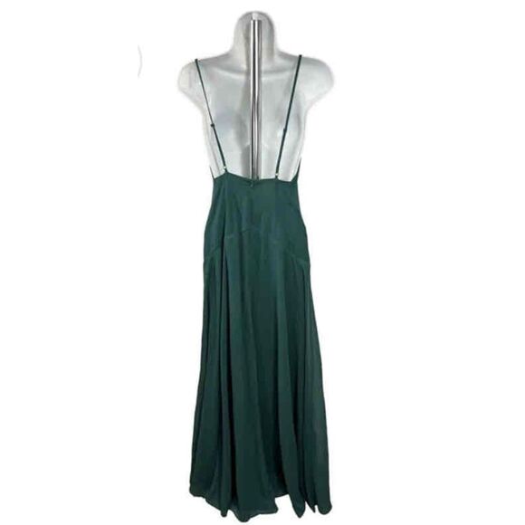 Lulus Dark Green Sleeveless VNeck Lined Sheer Maxi Dress XS - Picture 2 of 3